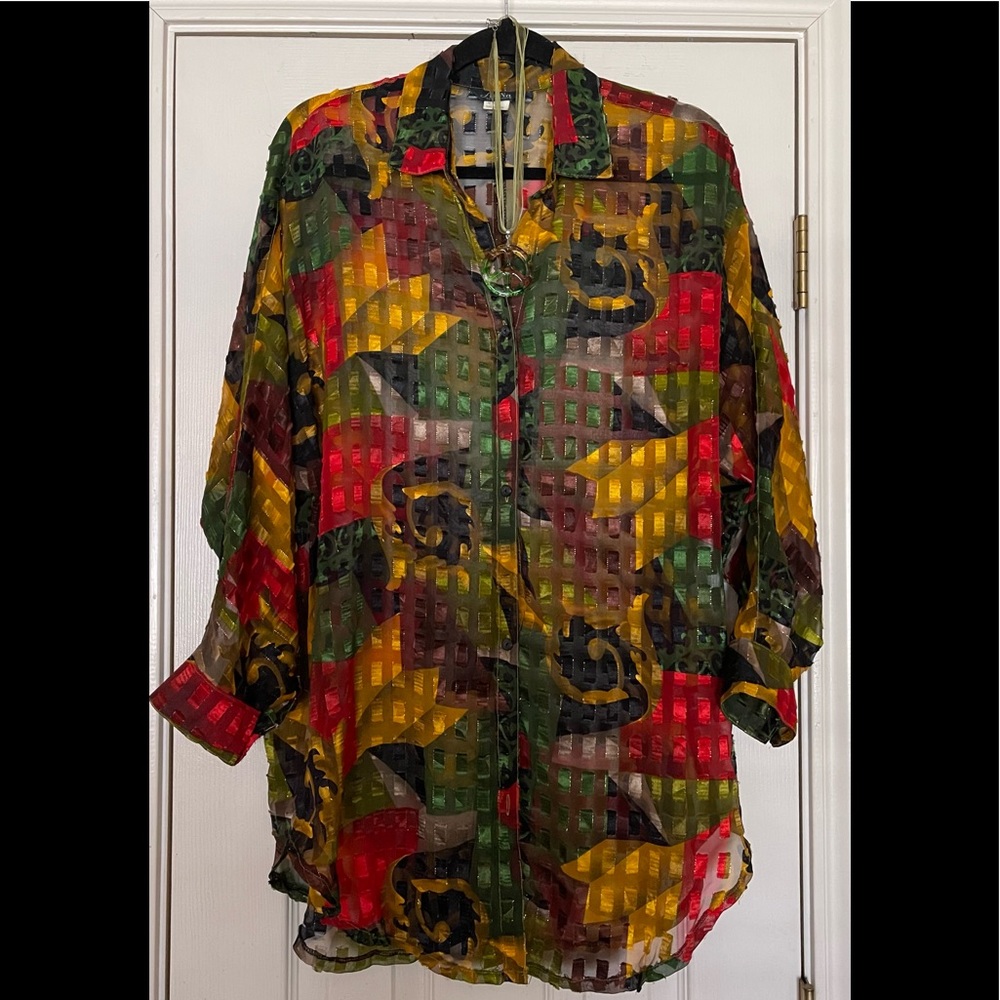 🖤🧡 Anna- Sheer Blouse/Tunic with Multiple Colors including Metallic Gold ❤️💚